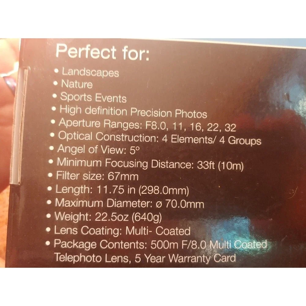Vivitar Series 1 500mm f/8.0 Lens V-500mm Multicoated telephoto lens open box f
